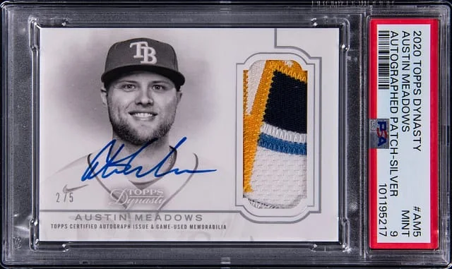 2020 Topps Dynasty Austin Meadows Autographed Patch Silver #AM-5 card image