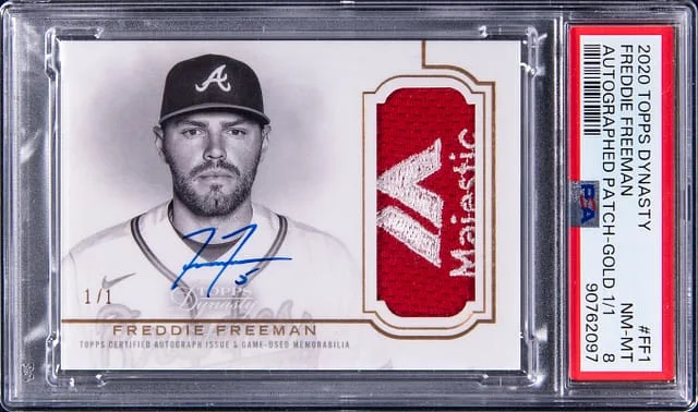 2020 Topps Dynasty Freddie Freeman Autographed Patch Gold #DAP-FF1 card image