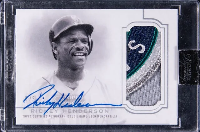 2020 Topps Dynasty Rickey Henderson Autograph Patch Silver #DAP-RH1 card image