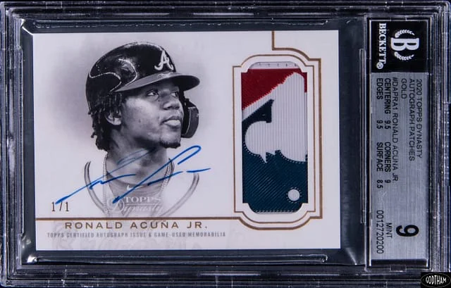 2020 Topps Dynasty Ronald Acuna Jr. Autograph Patches Gold #DAP-RA1 card image