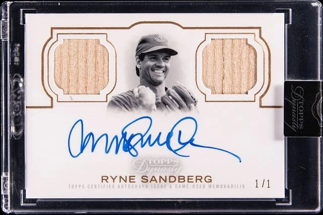 2020 Topps Dynasty Ryne Sandberg Autographed Dual Relic #ADR-RS card image