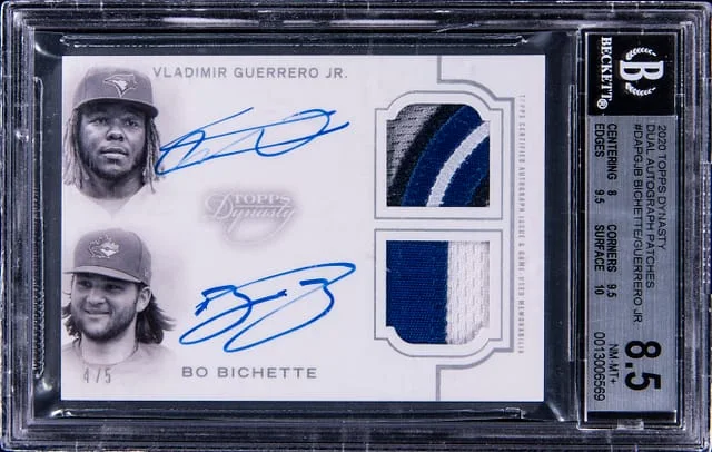 2020 Topps Dynasty Vladimir Guerrero Jr./ Bo Bichette Dual Autograph Patches #DAP-GJB card image