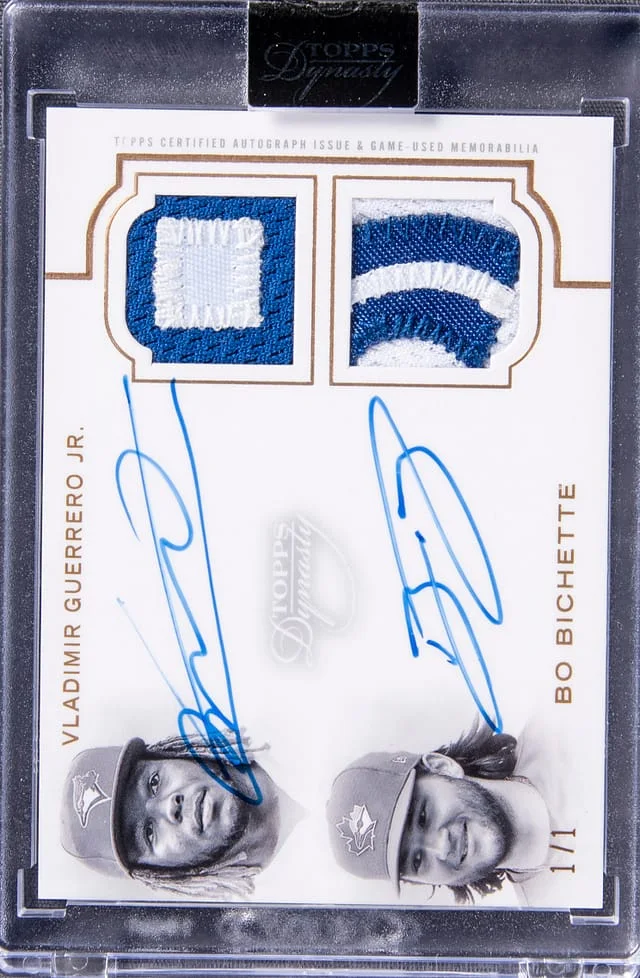 2020 Topps Dynasty Vladimir Guerrero Jr, Bo Bichette Dual Dual Autograph Patch #DAP-GJB card image