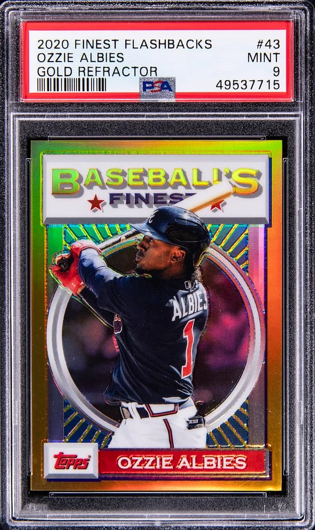 2020 Topps Finest Ozzie Albies Gold Refractor #43 card image