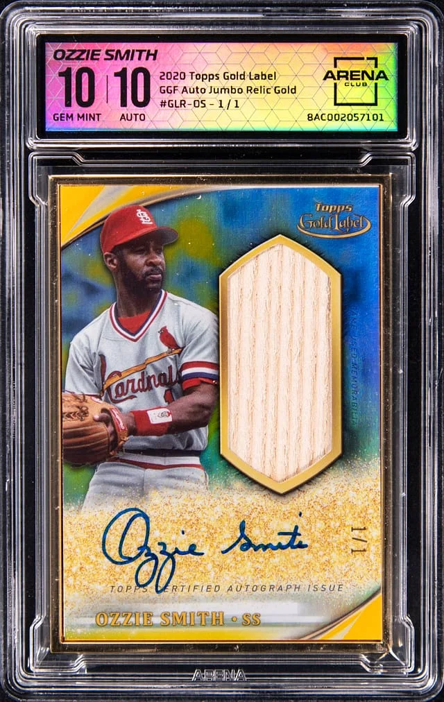 2020 Topps Gold Label Ozzie Smith Golden Greats Framed Autographed Jumbo Relic #GLR-OS card image
