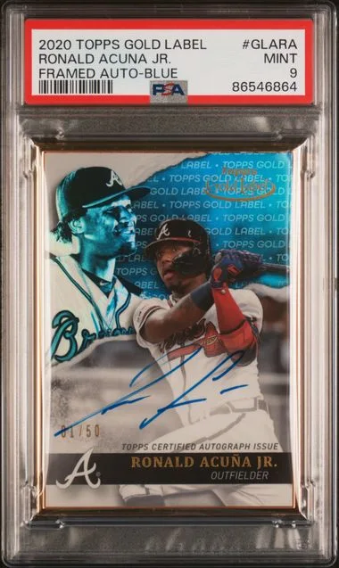 2020 Topps Gold Label Ronald Acuna Jr. Framed Autographs Blue #GLA-RA card image