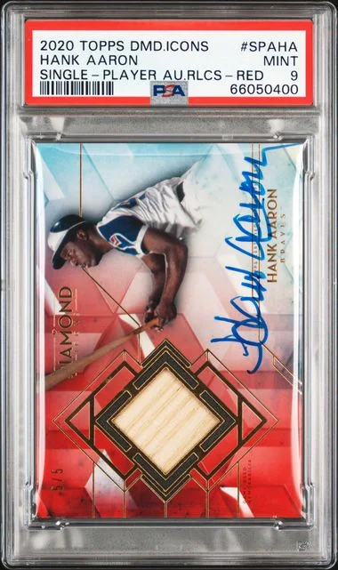 2020 Topps Hank Aaron Diamond Icons Single-Player Autographed Relics #SPAHA card image