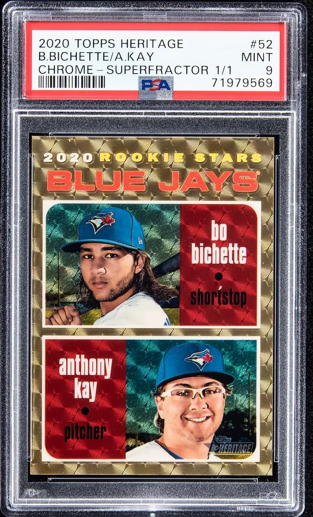 2020 Topps Heritage Chrome Bo Bichette/Anthony Kay Superfractor #THC-52 card image