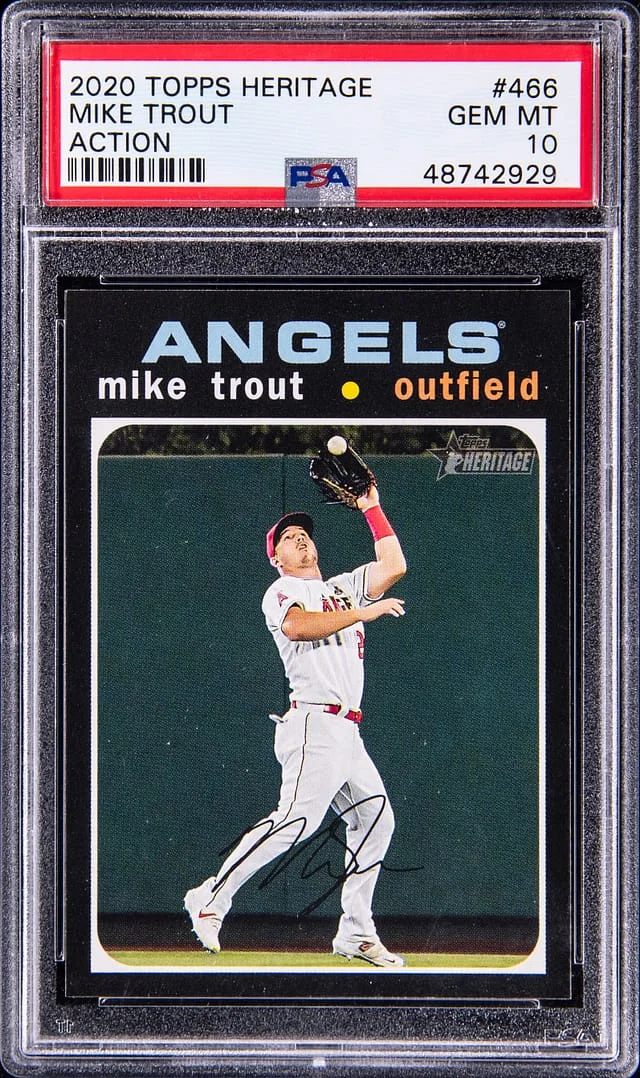 2020 Topps Heritage Mike Trout Action #466 card image
