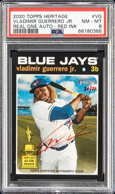 2020 Topps Heritage Real One Vladimir Guerrero Jr. Autographs Red Ink #ROA-VG card image