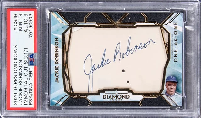 2020 Topps Jackie Robinson Diamond Icons Immortal Cut Signature #ICS-JR card image