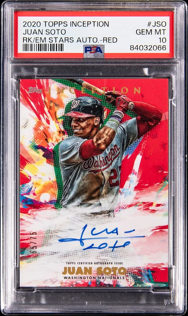 2020 Topps Juan Soto Inception Rookies & Emerging Stars Autograph Red #RESA-JSO card image