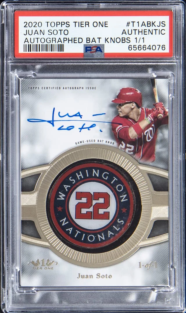 2020 Topps Juan Soto Tier One Autographed Bat Knobs #T1ABK-JS card image