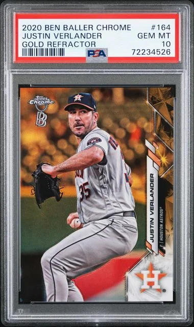 2020 Topps Justin Verlander Ben Baller Chrome Gold Refractor #164 card image