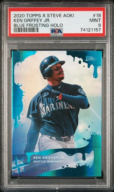 2020 Topps Ken Griffey Jr. X Steve Aoki Blue Frosting Holo #18 card image