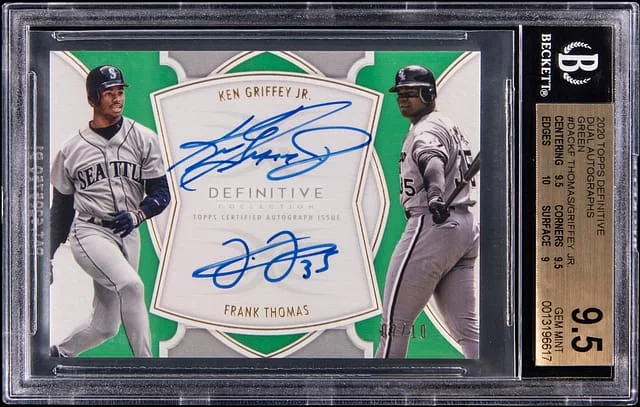 2020 Topps Ken Griffey Jr./Frank Thomas Definitive Dual Autographs Green #DAC-KF card image