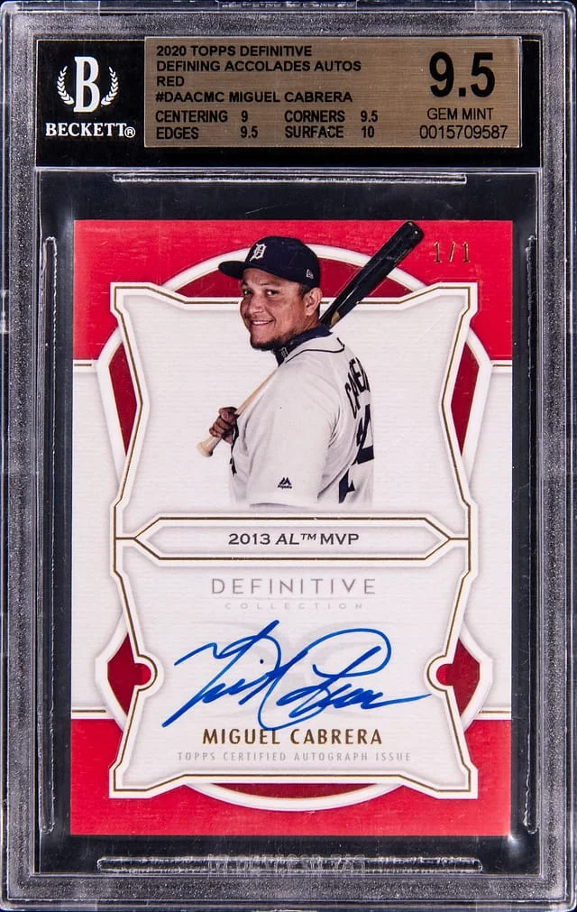 2020 Topps Miguel Cabrera Definitive Collection Defining Accolades Autographs Red #DAAC-MC card image