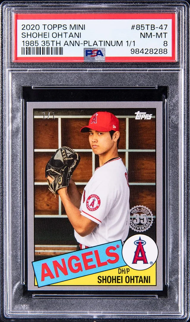 2020 Topps Mini Shohei Ohtani 1985 35th Anniversary Platinum #85TB-47 card image