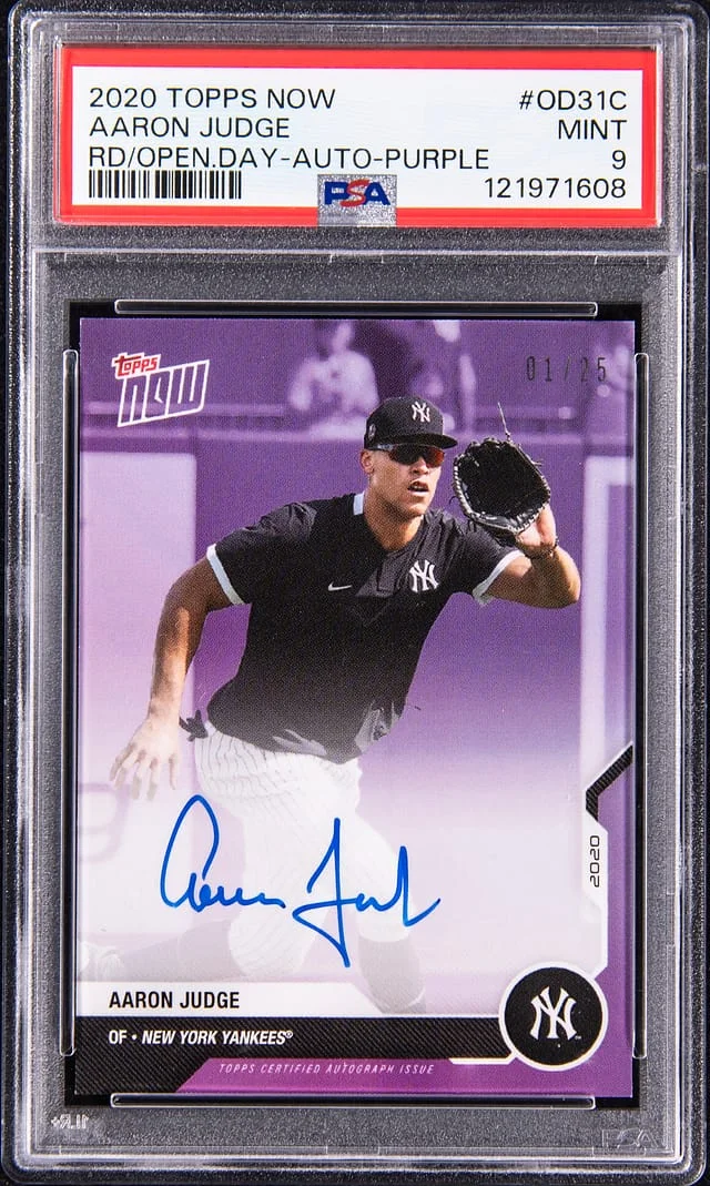 2020 Topps Now Aaron Judge Road to Opening Day Autograph Purple #OD-31C card image