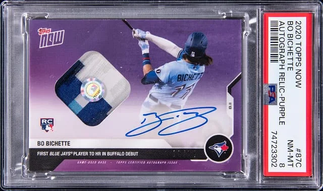 2020 Topps Now Bo Bichette Autograph Relic Purple #87C card image