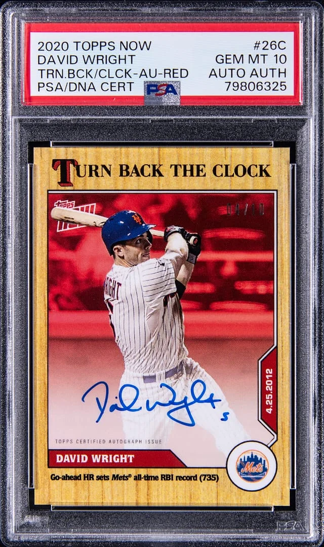 2020 Topps Now David Wright Turn Back the Clock Autograph Red #26C card image