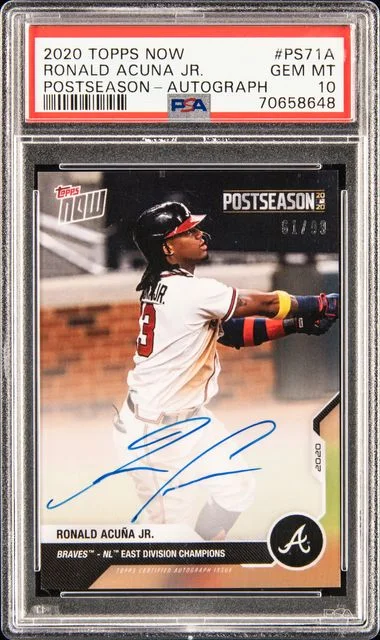 2020 Topps Now Ronald Acuna Jr. Postseason Autograph #PS71A card image