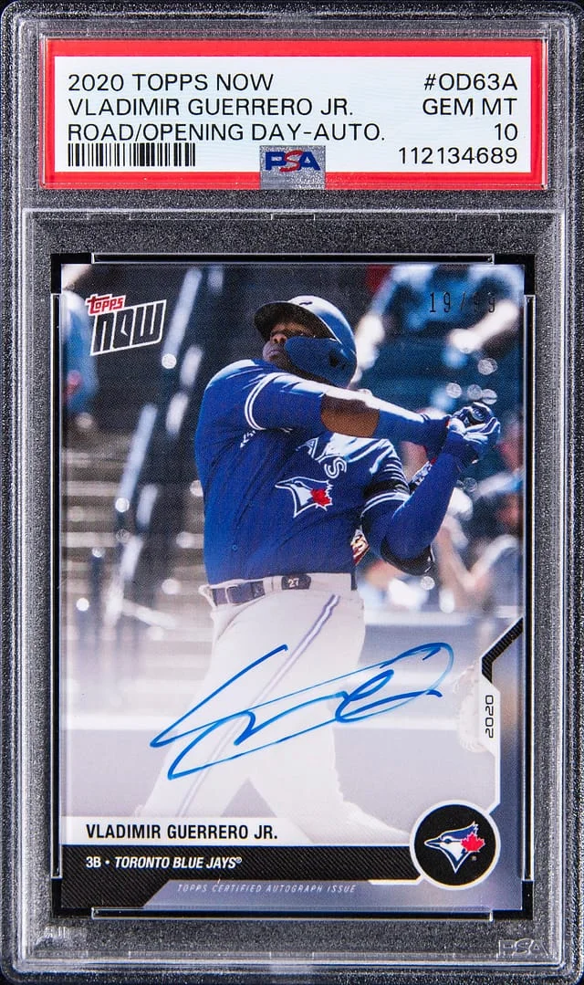 2020 Topps Now Vladimir Guerrero Jr. Road/Opening Day Autograph #OD-63A card image