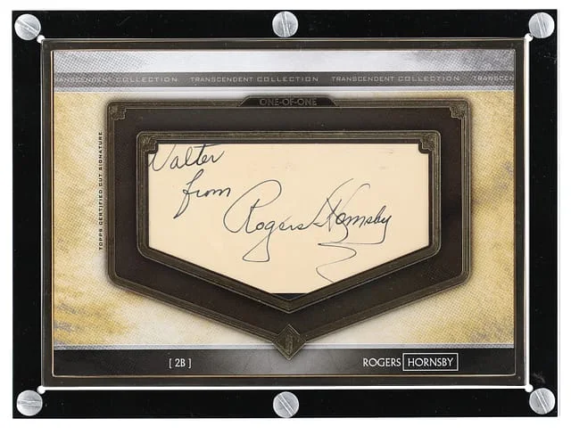 2020 Topps Rogers Hornsby Transcendent Collection Oversized Cut Signature Box Topper #TCS-RH card image