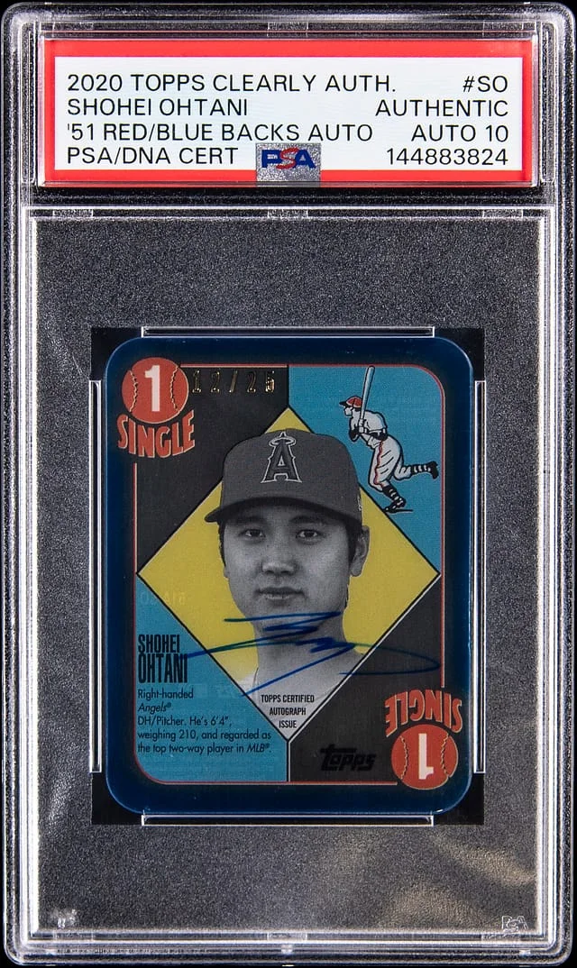 2020 Topps Shohei Ohtani Clearly Authentic '51 Red/Blue Backs Autograph #51A-SO card image
