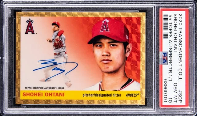 2020 Topps Shohei Ohtani Transcendent Collection '55 Topps Autographs SuperFractor #55S-SOP card image