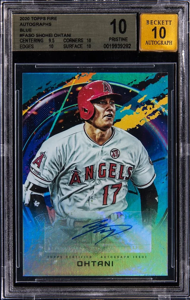2020 Topps Shohei Ohtani Fire Autographs Blue #FA-SO card image