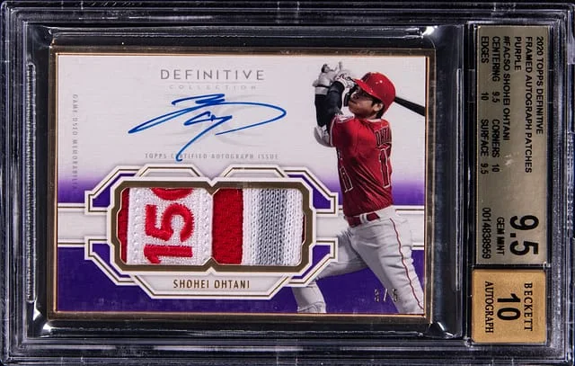 2020 Topps Shohei Ohtani Definitive Collection Framed Autograph Patches Purple #FAC-50 card image
