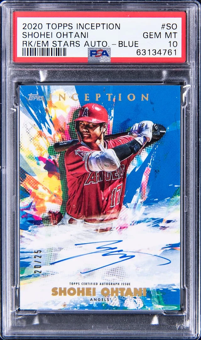 2020 Topps Shohei Ohtani Inception Rookies & Emerging Stars Autograph Blue #RESA-SO card image