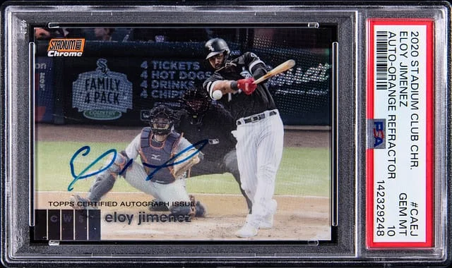 2020 Topps Stadium Club Chrome Eloy Jimenez Autographs Orange Refractor #CAEJ card image