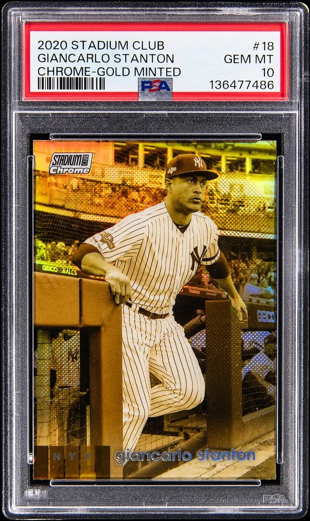 2020 Topps Stadium Club Chrome Giancarlo Stanton Gold Minted #18 card image
