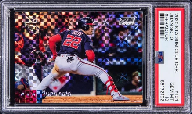 2020 Topps Stadium Club Chrome Juan Soto X-Fractor #104 card image