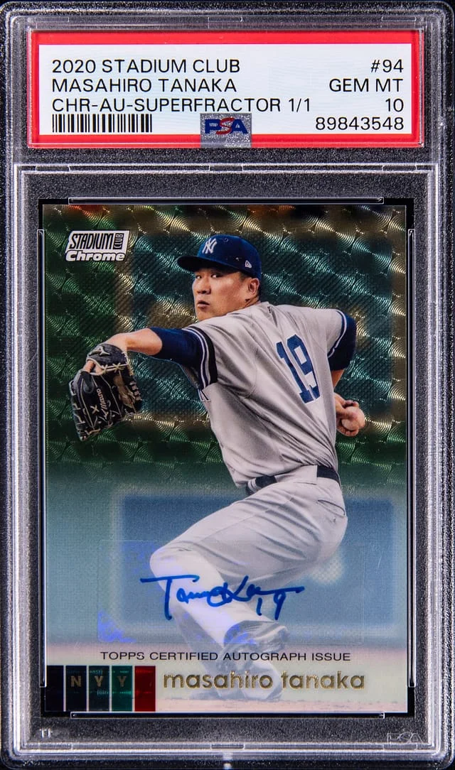 2020 Topps Stadium Club Chrome Masahiro Tanaka Autograph SuperFractor #94 card image