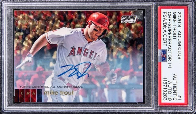 2020 Topps Stadium Club Chrome Mike Trout SuperFractor #1 card image