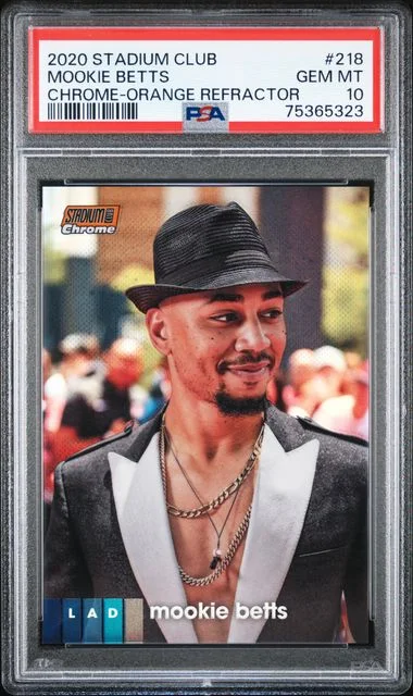 2020 Topps Stadium Club Chrome Mookie Betts Orange Refractor #218 card image