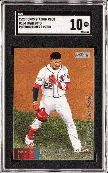 2020 Topps Stadium Club Juan Soto Photographers Proof #104 card image