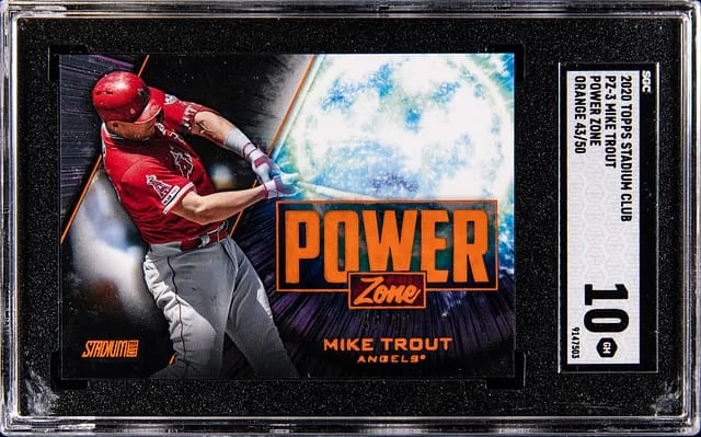 2020 Topps Stadium Club Mike Trout Power Zone Orange #PZ-3 card image