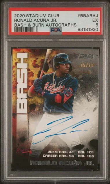 2020 Topps Stadium Club Ronald Acuna Jr. Bash & Burn Autographs #BBARAJ card image