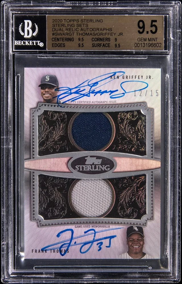 2020 Topps Sterling Frank Thomas/Ken Griffey Jr. Sets Dual Relic Autographs #SWAR-GT card image