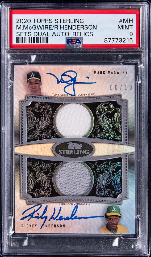 2020 Topps Sterling Mark McGwire/Rickey Henderson Dual Autograph Relic #SWAR-MH card image
