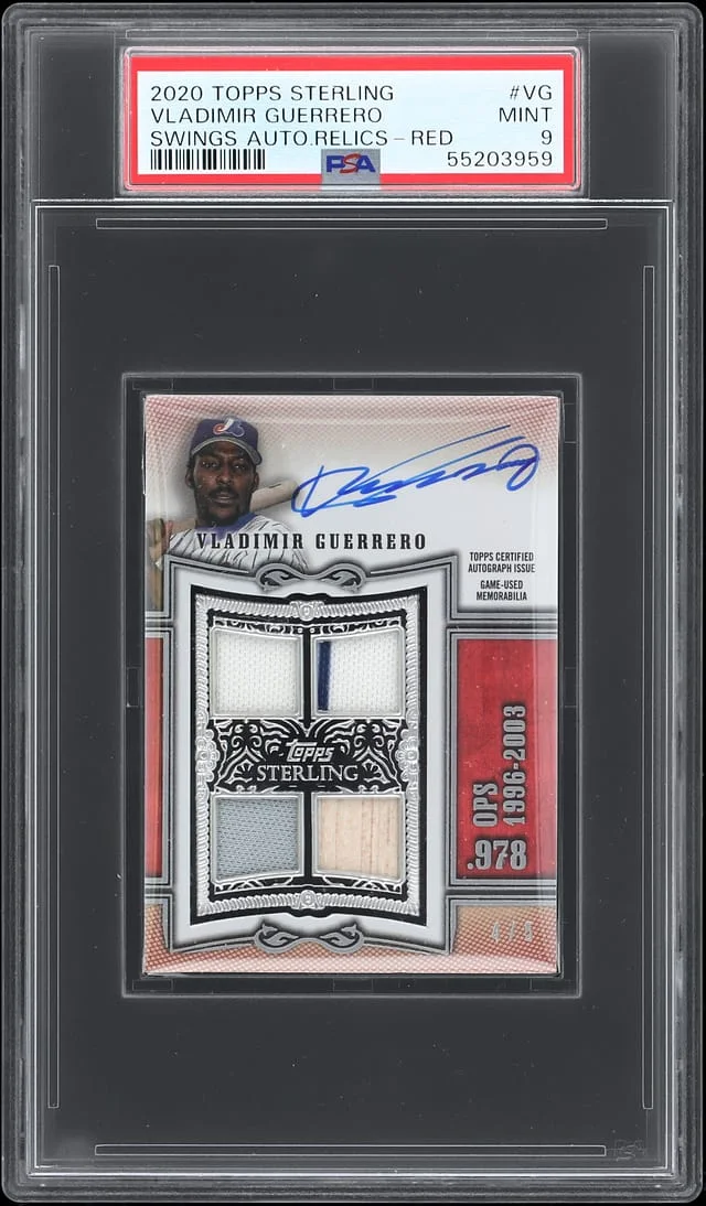 2020 Topps Sterling Vladimir Guerrero Swings Autograph Relics Red #VG card image