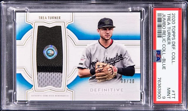 2020 Topps Trea Turner Definitive Collection Jumbo Relic Collection Blue #DJRC-TT card image