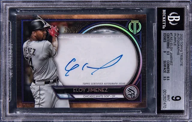 2020 Topps Tribute Eloy Jimenez Autographs Purple #TAEJ card image