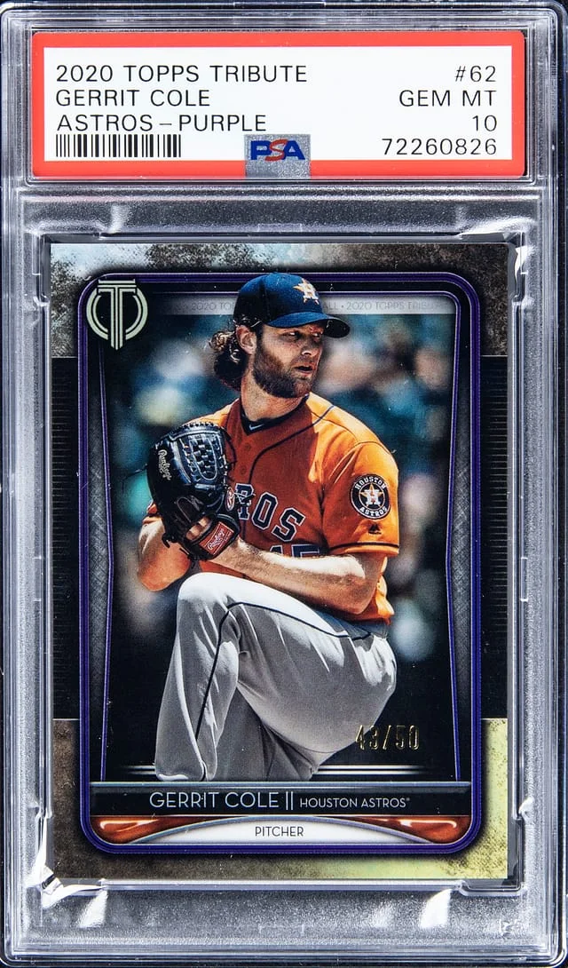 2020 Topps Tribute Gerrit Cole Astros Purple #62 card image