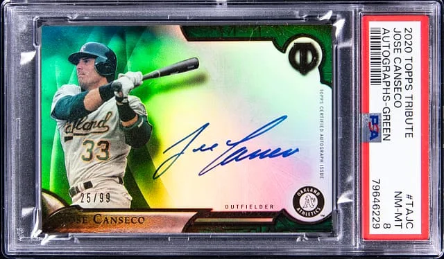 2020 Topps Tribute Jose Canseco Autographs Green #TAJC card image