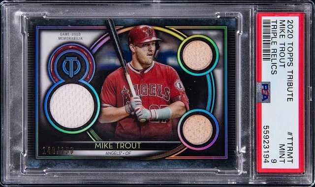 2020 Topps Tribute Mike Trout Triple Triple Relics #TTR-MT card image